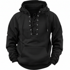 Men's lace-up hooded sweatshirt with long sleeves and kangaroo pocket