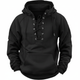 Men's lace-up hooded sweatshirt with long sleeves and kangaroo pocket