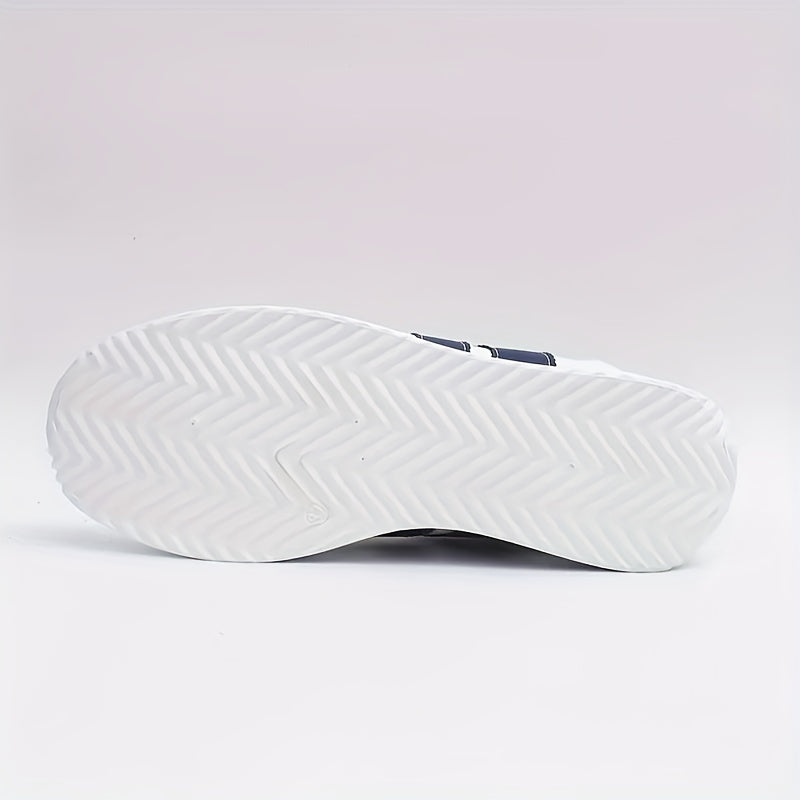 Women's white lace-up sneakers with dark side stripes
