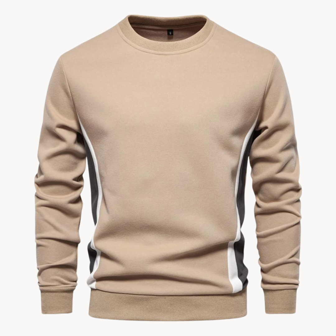 Men's long-sleeve colourblock crew neck sweatshirt with contrasting side panels