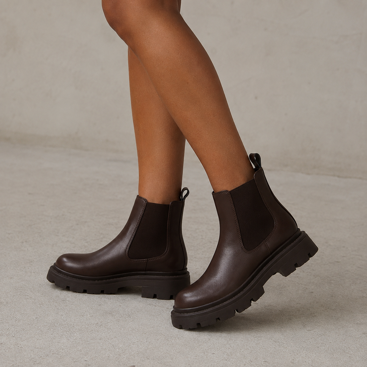 Chelsea ankle boots with elastic side panels and chunky lug soles