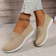 Women's knitted slip-on walking trainer with white flat sole