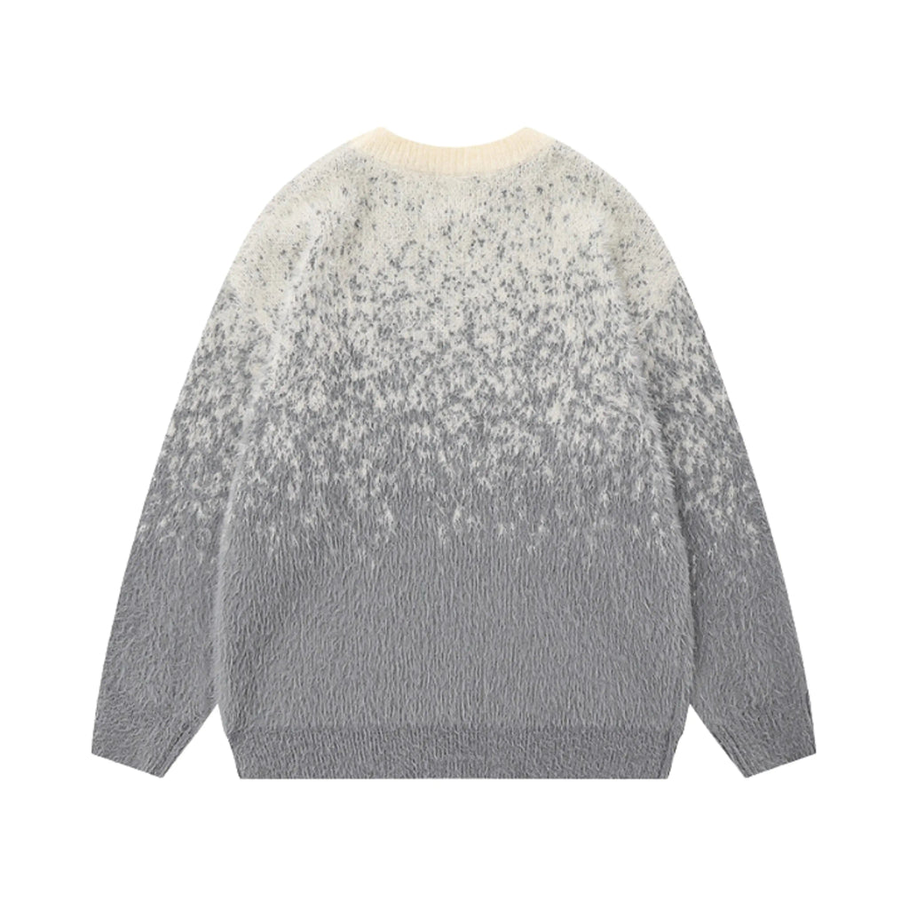 Unisex knitted sweater with crew neck, long sleeves and abstract contrast motif