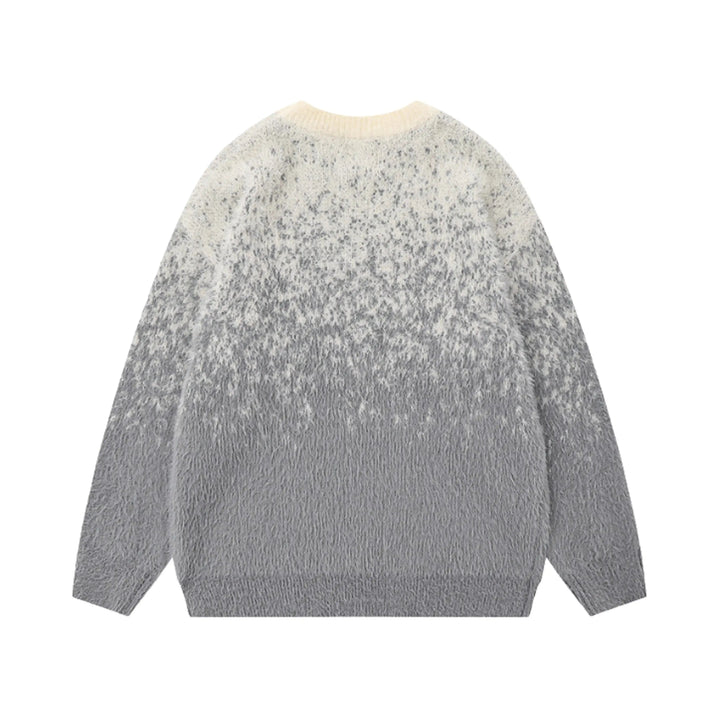 Unisex knitted sweater with crew neck, long sleeves and abstract contrast motif