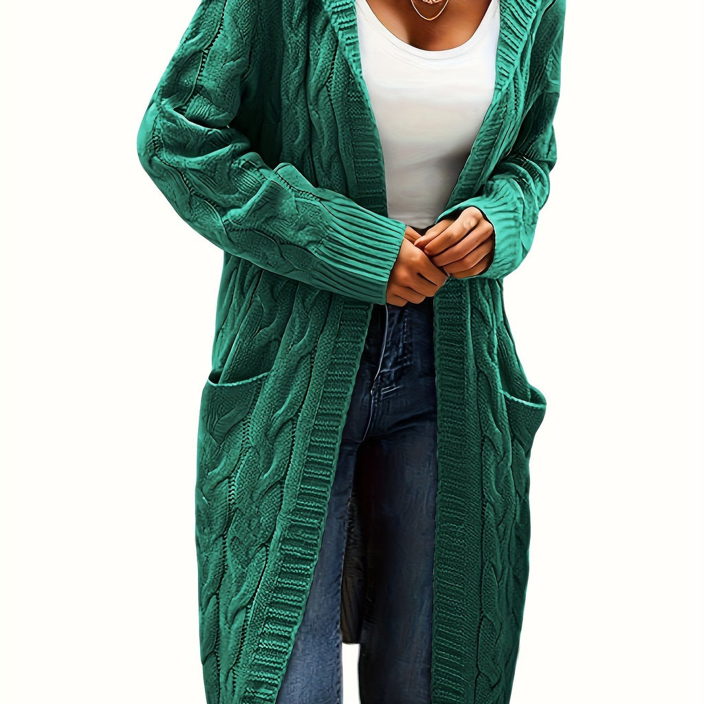 Women's knitted button-front cardigan with long sleeves