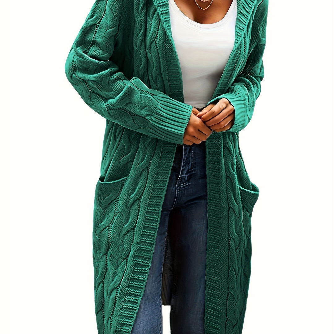 Women's knitted button-front cardigan with long sleeves