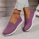 Women's knitted slip-on walking trainer with white flat sole