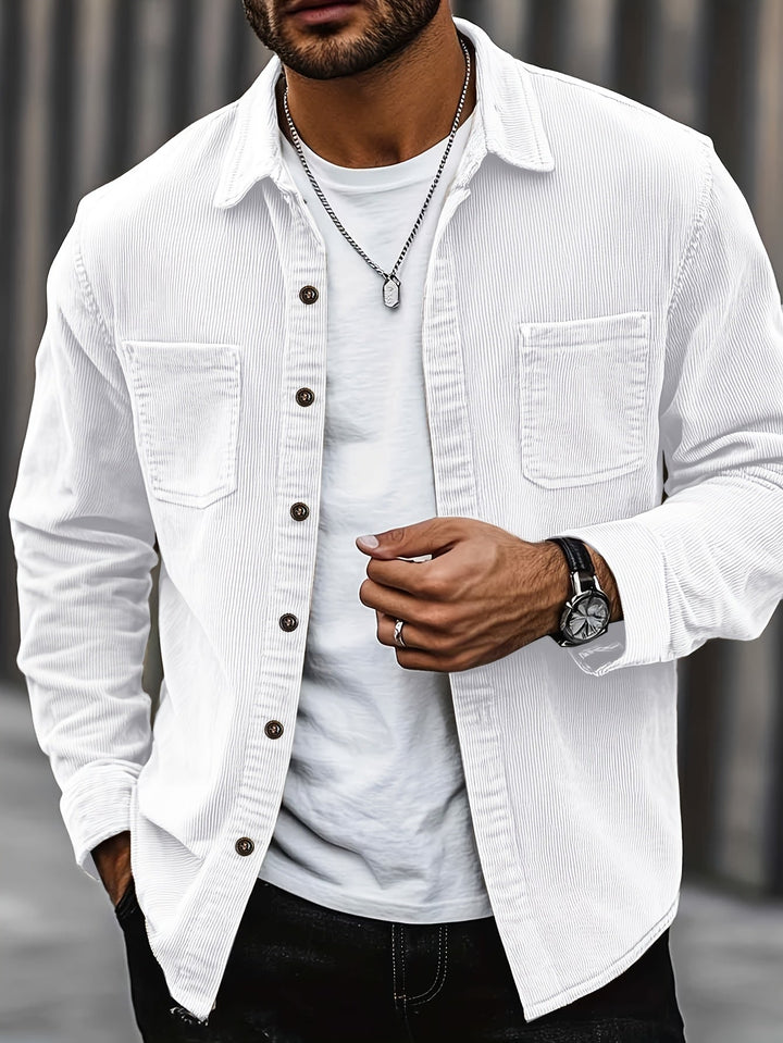 Men's corduroy overshirt jacket with two chest pockets