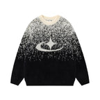 Unisex knitted sweater with crew neck, long sleeves and abstract contrast motif
