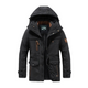 Men's lined hooded outdoor jacket with multiple pockets