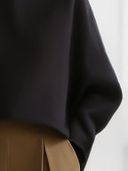 Women's black cropped sweatshirt with mock neck and long sleeves