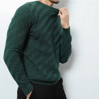 Men's textured crewneck sweatshirt with long sleeves and ribbed trims