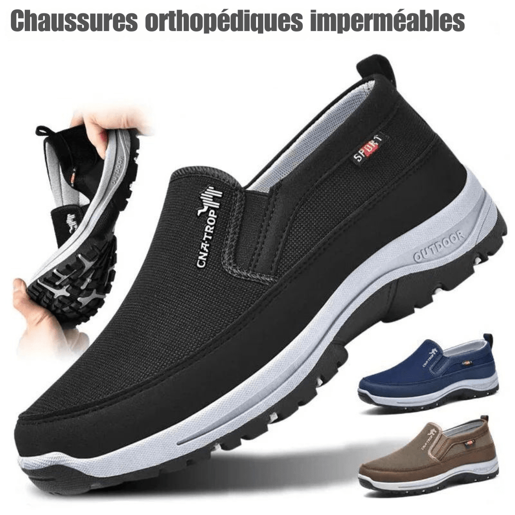 Women's slip-on outdoor shoe with round toe and rugged tread