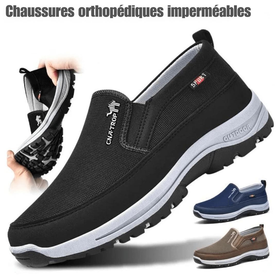 Women's slip-on outdoor shoe with round toe and rugged tread