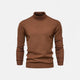 Men's half-zip knit sweater with raised turtleneck collar