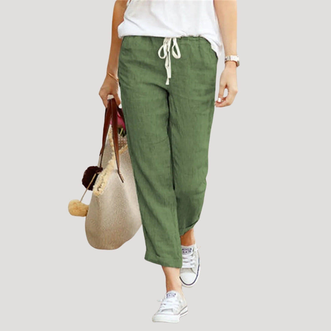 Women's relaxed cropped trousers with elastic drawstring waist