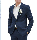 Men's tailored two-piece suit with structured blazer and matching trousers