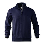 Men's quarter-zip jumper with stand collar and vertical cable-knit panels