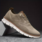 Unisex textured knit sneakers with lace-up front and white ridged sole