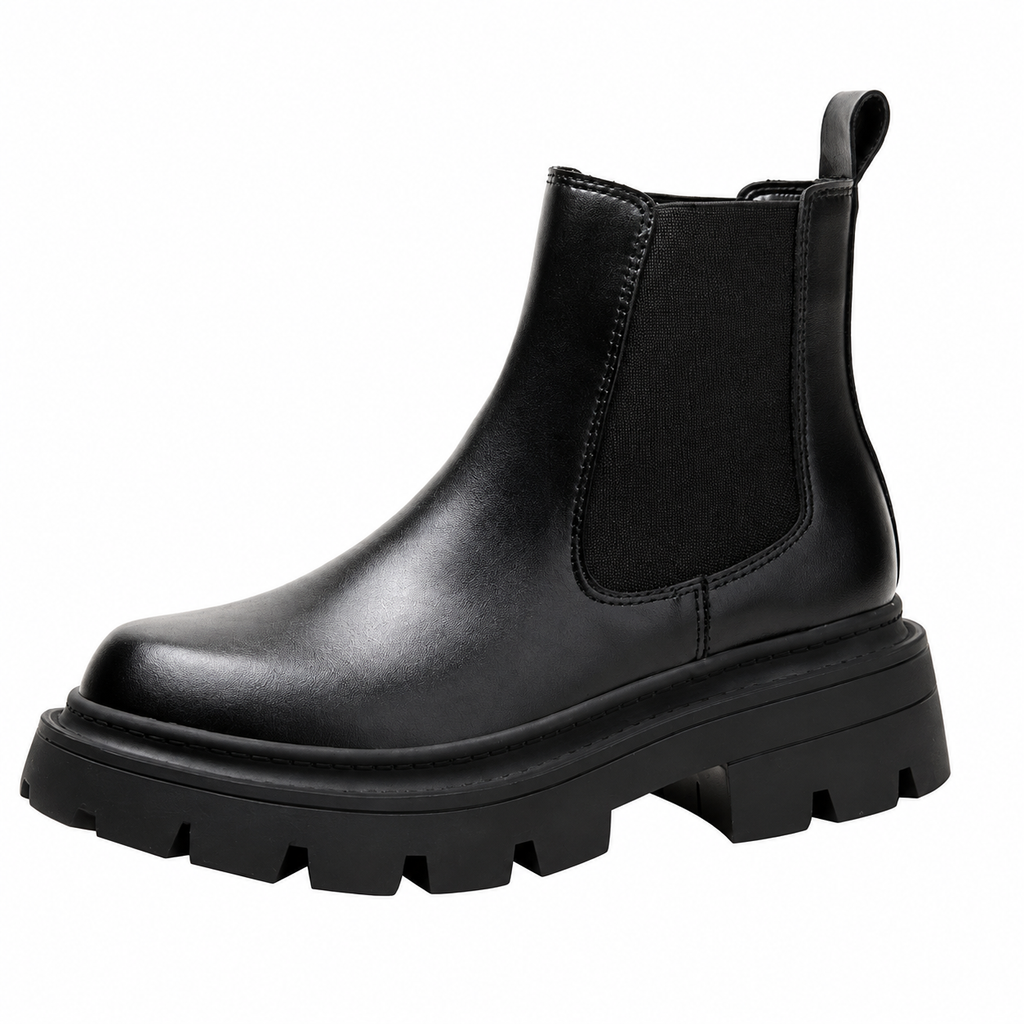 Chelsea ankle boots with elastic side panels and chunky lug soles