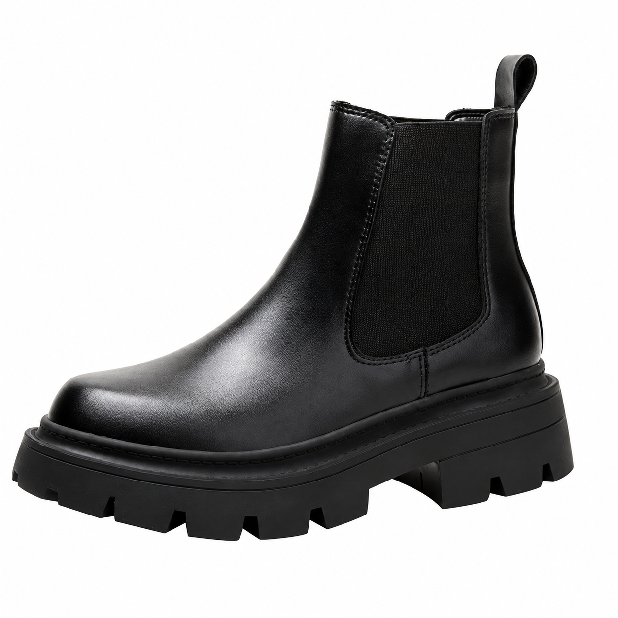 Chelsea ankle boots with elastic side panels and chunky lug soles