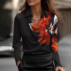Women's cropped cowl neck blouse with pointed collar