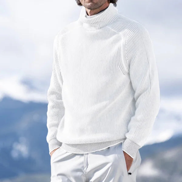 Men's ribbed turtleneck sweater with long sleeves