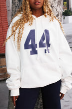 Women's oversized pullover hoodie with number graphic and kangaroo pocket