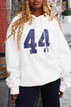 Women's oversized pullover hoodie with number graphic and kangaroo pocket
