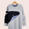 Men's crew-neck jumper with a large whale graphic and long sleeves