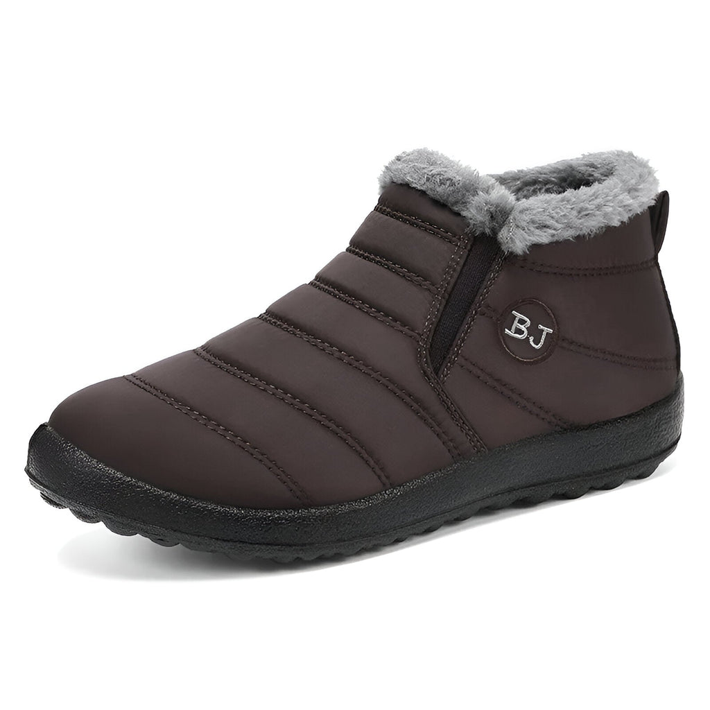 Women's high-top winter sneakers with faux fur collar and treaded sole