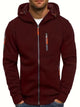 Men's hooded full-zip jacket with multiple zipped pockets and ribbed trims