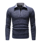 Men's textured half-zip jumper with turn-down collar