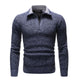 Men's textured half-zip jumper with turn-down collar