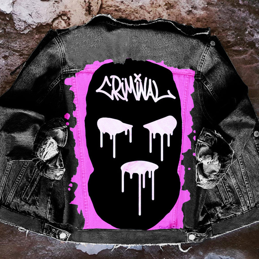 Unisex denim jacket with large Halloween graphic back print