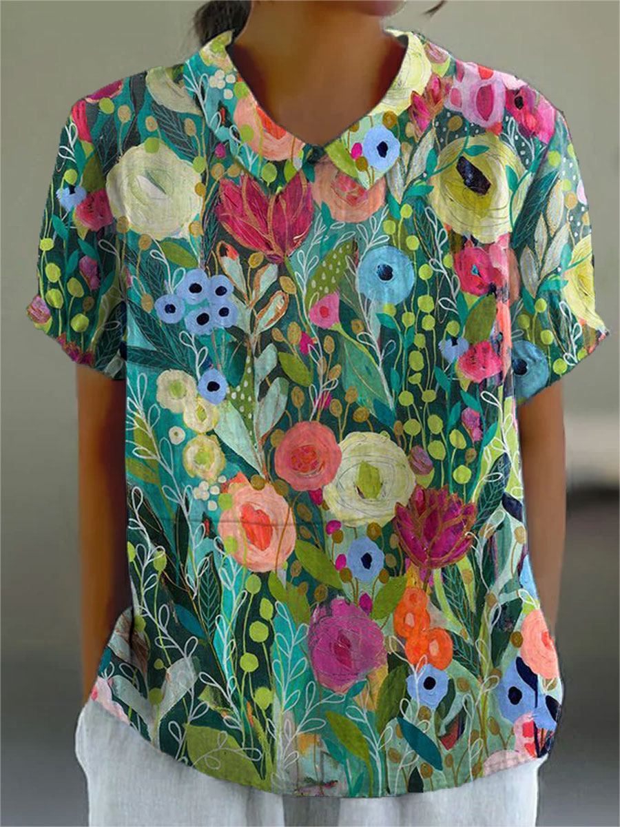 Women's floral button-front shirt
