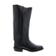 Men's black knee-high slip-on cowboy boots with low heel
