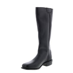Men's black knee-high slip-on cowboy boots with low heel