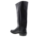 Men's black knee-high slip-on cowboy boots with low heel