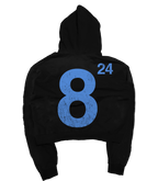 Black graphic hoodie with Archive front print and blue number back graphic