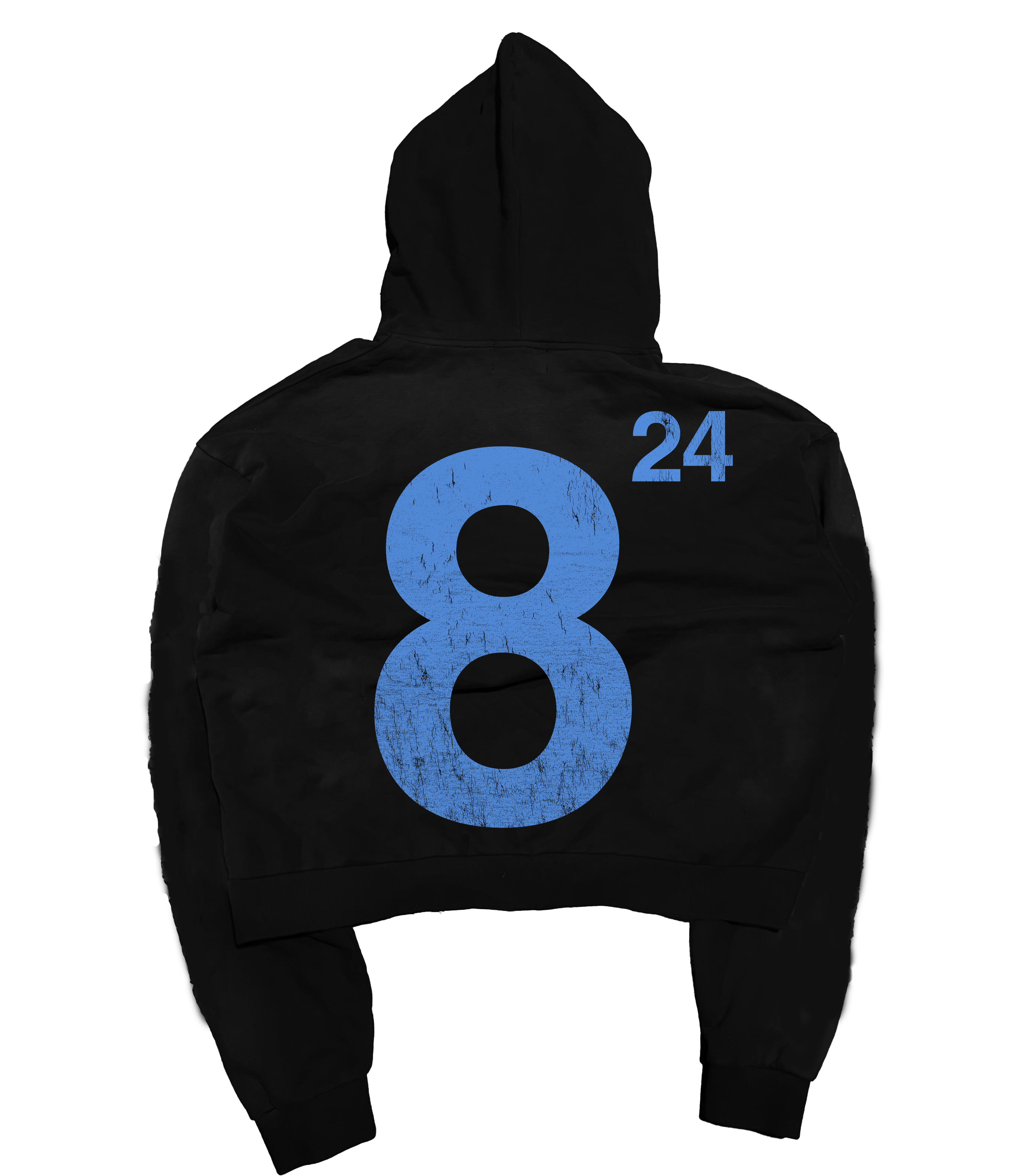 Black graphic hoodie with Archive front print and blue number back graphic