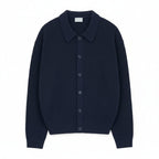 Men's ribbed knit cardigan with collar, buttons and long sleeves