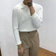Men's long-sleeve ribbed polo sweater with lapel collar