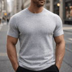 Men's short sleeve knitted crew neck T-shirt