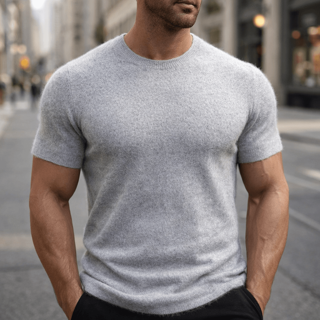 Men's short sleeve knitted crew neck T-shirt