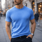 Men's short sleeve knitted crew neck T-shirt