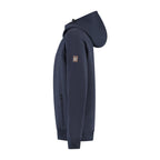 Men's navy hooded zip cardigan with long sleeves