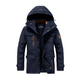 Men's lined hooded outdoor jacket with multiple pockets