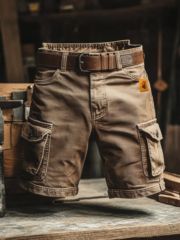 Men's relaxed cargo shorts with utility pockets in two colour options