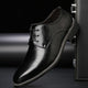Men's pointed black Oxford lace-up dress shoe